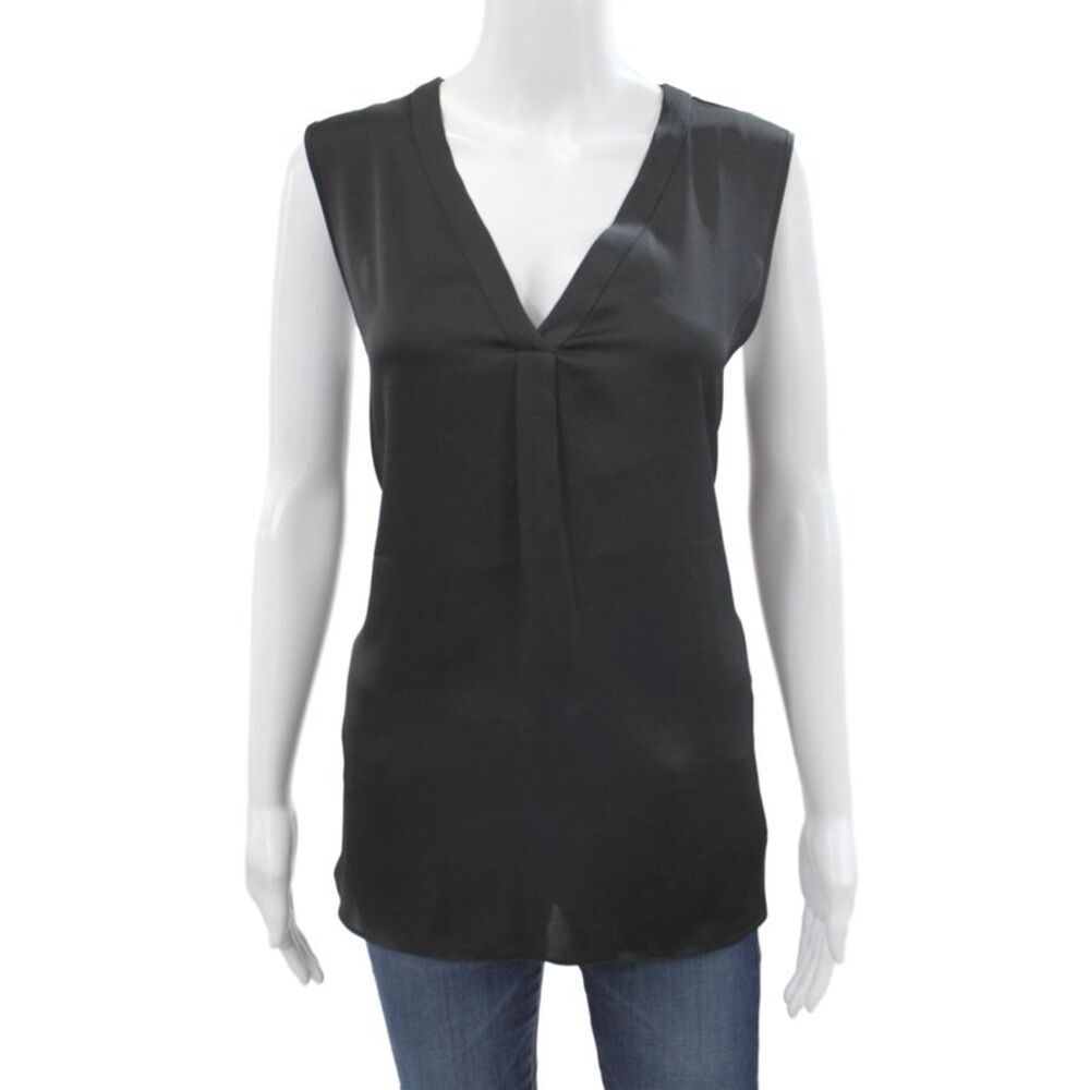 R Label Womens Black Sleeveless V-Neck Tunic Polyester Size L